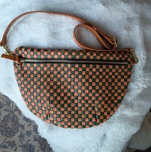 Clare V. Checkered Grande Fanny Rare Safari Color